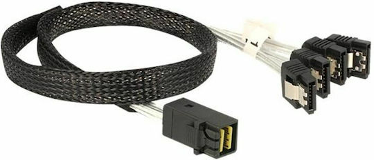 DeLock Mini SAS - 7-Pin SATA III Cable 50cm Μαύρο (83392)
