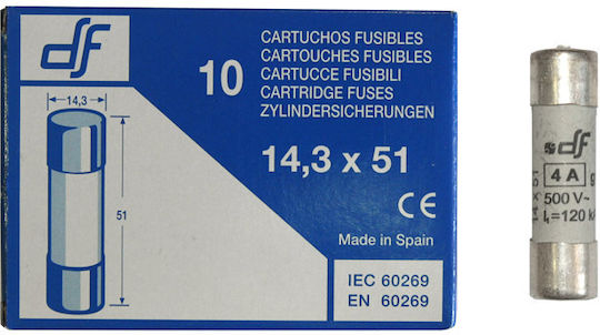 Adeleq Safety Cylindrical Porcelain Fast-Bow 14x51mm 4A (88-1048) 1pcs