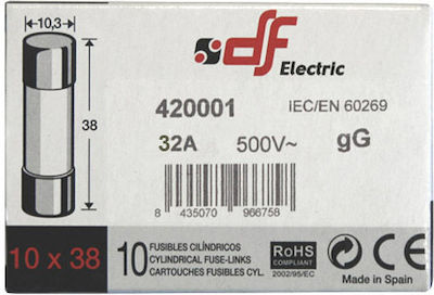 Adeleq Sicherung Zylindrisch Porzellan Fast-Bow 10x38mm 32A (88-032) 1Stück