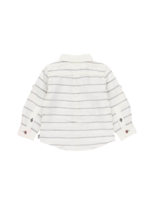 Boboli Kids Striped Linen Shirt White