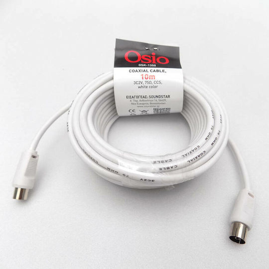 Osio Antenna Cable Coax male - Coax female White 10m (OSK-1350) 1pcs