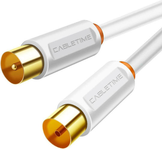 Cabletime Καλώδιο Κεραίας Coax male - Coax female Λευκό 3m