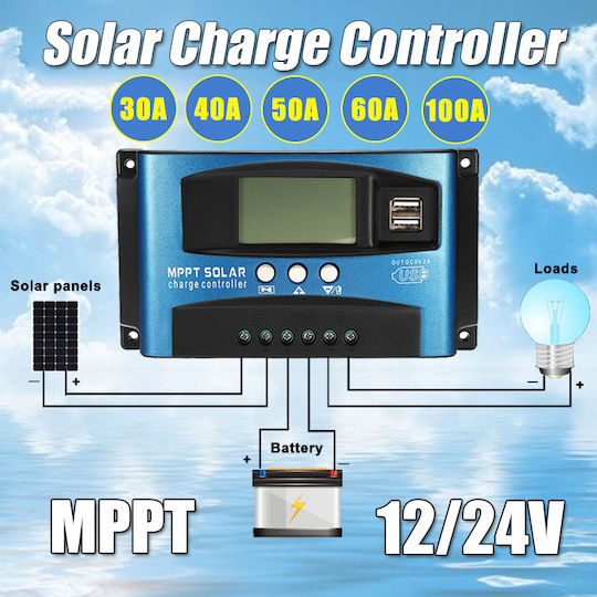 Dual USB Setsail MPPT Ρυθμιστής Φόρτισης 24V 30A