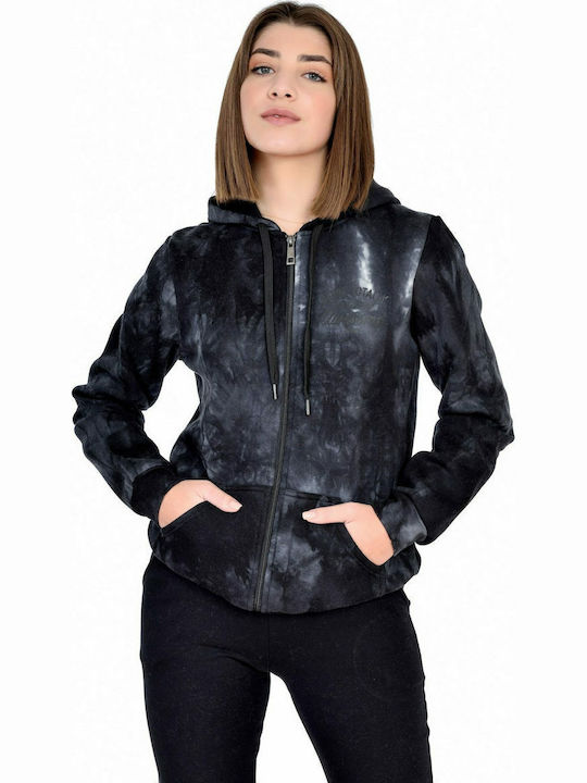 Women's Black Hooded Sweatshirt Cardigan