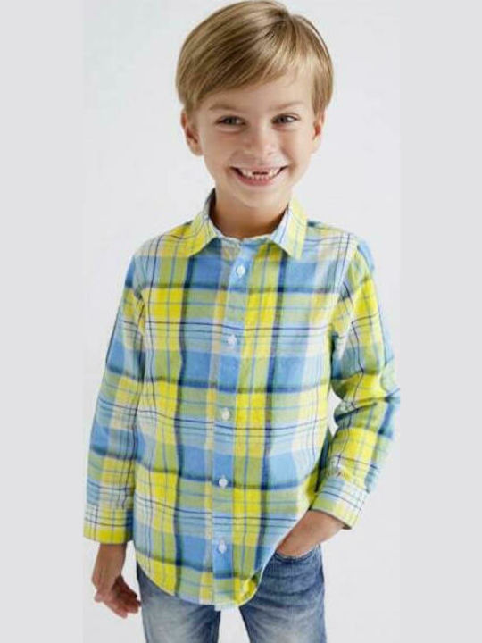 Kids Checked Shirt Long Sleeve Yellow