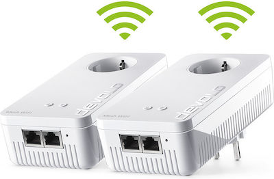 Devolo Magic 2 WiFi 2|1 Powerline Dual Kit Wi‑Fi 6 with Passthrough Socket and 2 Ethernet Ports