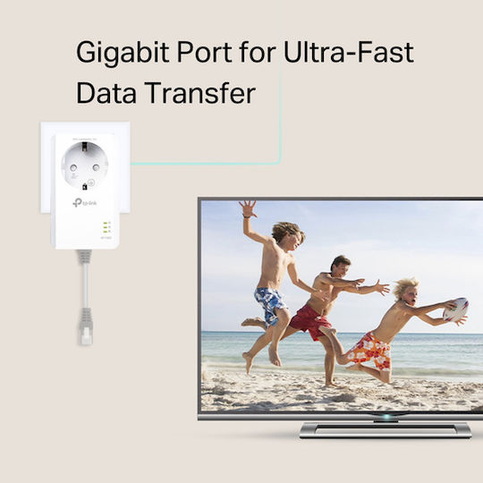 TP-LINK TL-PA7017P Kit v2 Powerline Dublu pentru Conexiune prin Cablu cu Prin trecere Prize și Port Gigabit Ethernet