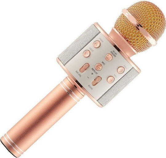 WSTER Μικρόφωνο Karaoke Ασύρματο WS-858 WS-858 Ροζ Χρυσό