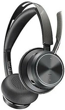Poly Voyager Focus 2 UC Ασύρματα On Ear Multimedia Ακουστικά με μικρόφωνο και σύνδεση Bluetooth / USB-A
