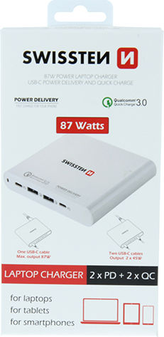 Swissten USB-C Universal Laptop Charger 87W without Power Cable