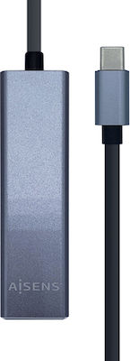 Aisens USB 3.2 3 Port Hub with USB-A Connection Gray