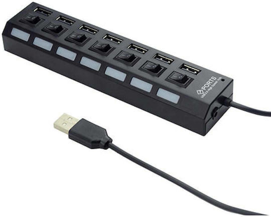 Gembird USB 2.0 7 Port Hub with USB-A Connection and External Power Supply