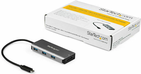 StarTech USB 3.0 3 Port Hub with USB-C Connection Silver