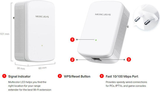 Mercusys ME10 v1 WiFi Extender Single Band (2.4GHz) 300Mbps