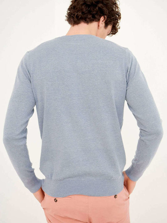 Funky Buddha Men's Long Sleeve Sweater Foggy Blue Mel