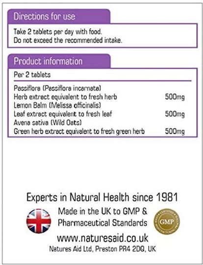 Natures Aid Passiflora 60 ταμπλέτες