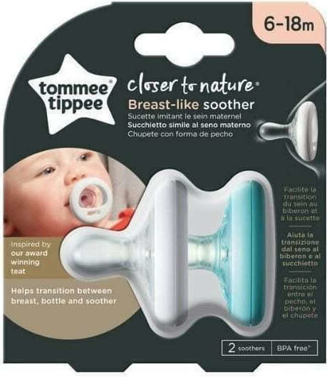 Tommee Tippee Closer To Nature Orthodontic Pacifiers Silicone White/Turquoise for 6-18 months 2pcs