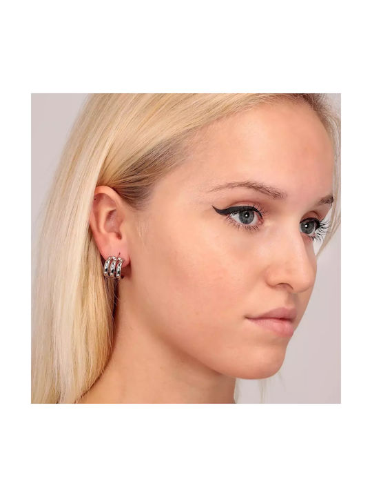 Morellato Insieme Earrings Hoops made of Steel Gold Plated with Stones