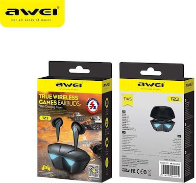 Awei T23 TWS In-ear Bluetooth Handsfree Căști cu Rezistență la Transpirație și Carcasă de Încărcare Negrα