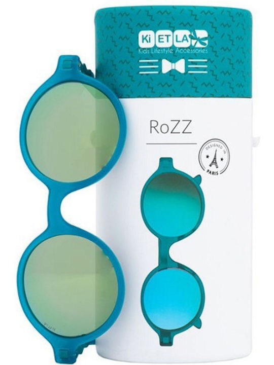KiETLA Rozz Unbreakable Round Kids Sunglasses with Mirror Lens Peacock Green for 4-6 Years