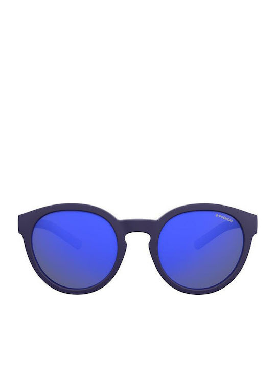 Polaroid Unbreakable Round Kids Sunglasses with Polarized Mirror Lens Blue for 4-6 Years