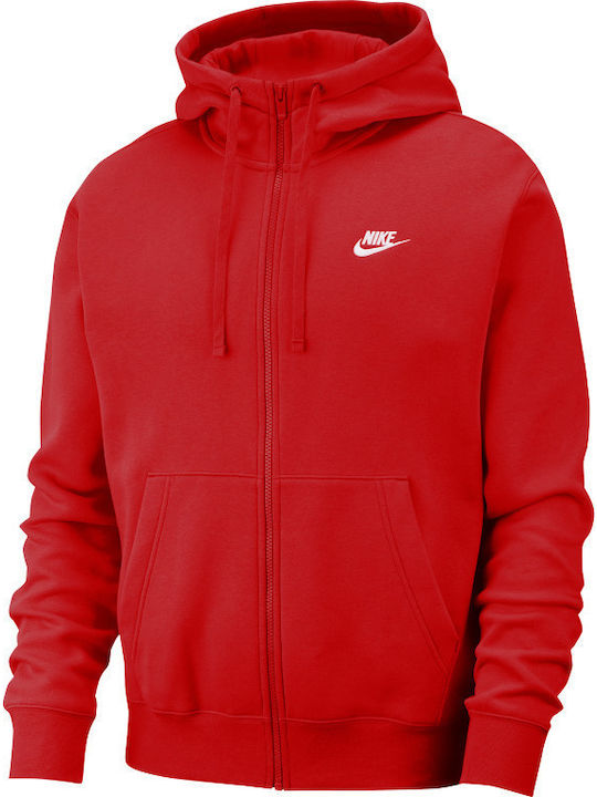 Nike Club Ζακέτα με Κουκούλα Κόκκινη