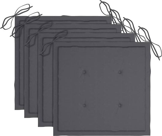 Scaun de exterior Lemn cu pernă Teak / Ανθρακί 4buc 60x56x85cm