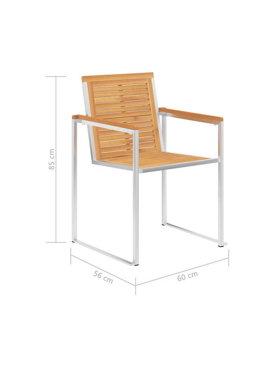 Scaun de exterior Lemn cu pernă Teak / Ανθρακί 4buc 60x56x85cm
