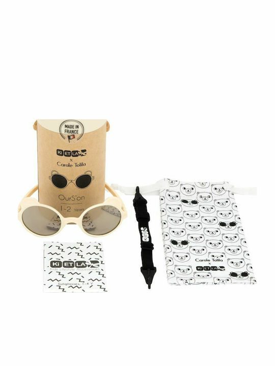 KiETLA Ourson Unbreakable Kids Sunglasses with Mirror Lens Cream for 2-4 Years