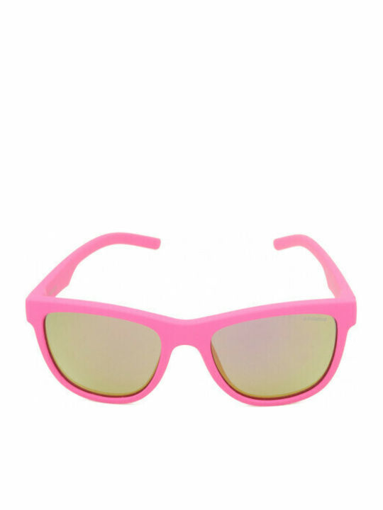 Polaroid Unbreakable Square Kids Sunglasses with Polarized Mirror Lens Pink