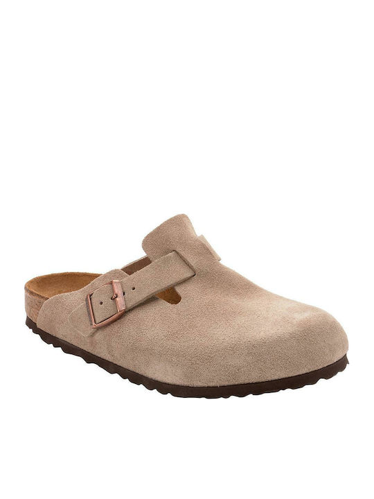 Boston Suede Leather Winter Women's Slippers Brown Narrow Fit