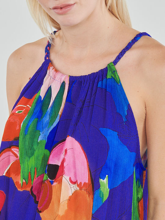 Blus Rodas Women's Summer Blouse with Straps & Halter Neck Floral Multicolour