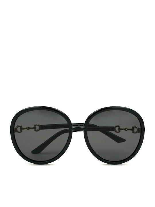 Gucci Damentag Sonnenbrille mit Schwarzem Horn umrandetem Rahmen und Grauen Gläser GG0889S 001
