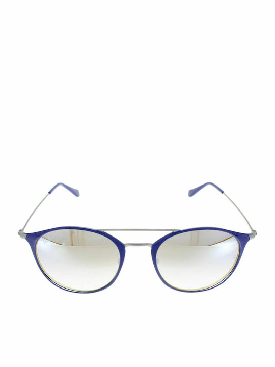 Ray Ban Двойна Мостова Унисекс Слънчеви Очила с Черна Метална Рамка и Сребърен Преливащ Огледален Стъклен Лещи RB3546 9010/9U