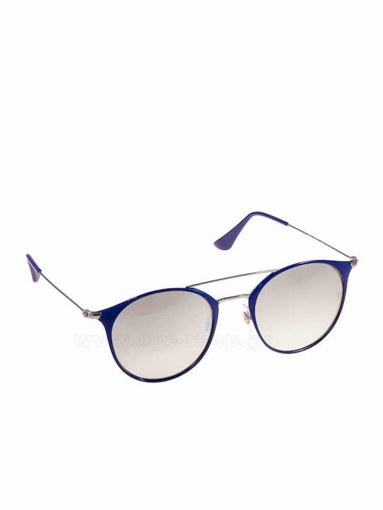Ray Ban Двойна Мостова Унисекс Слънчеви Очила с Черна Метална Рамка и Сребърен Преливащ Огледален Стъклен Лещи RB3546 9010/9U