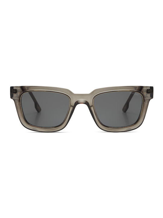 Komono Bobby Sunglasses with Gray Acetate Frame and Gray Lenses Musk/Silver Rim