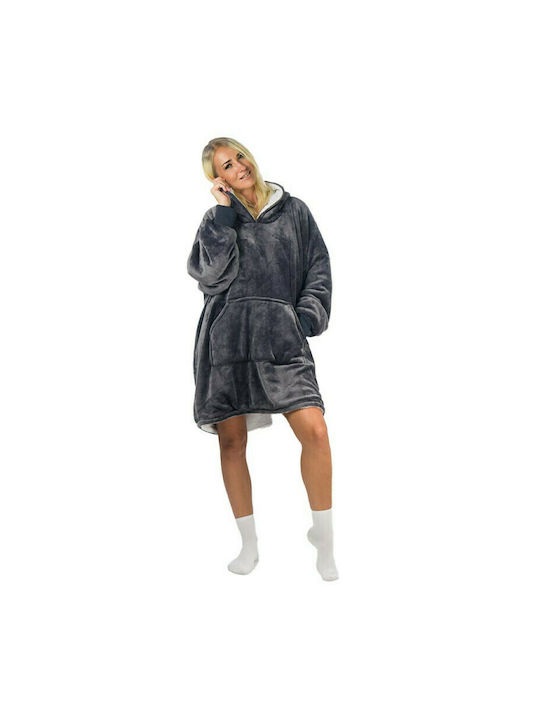 HomeVero Comfort Κουβέρτα Βελουτέ με Μανίκια 70x90εκ. Γκρι