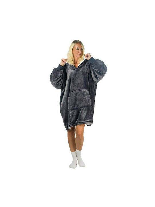 HomeVero Comfort Κουβέρτα Βελουτέ με Μανίκια 70x90εκ. Γκρι