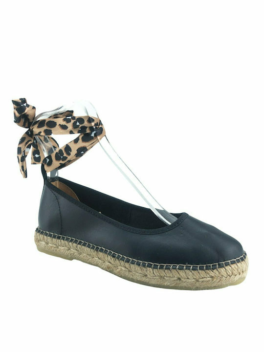 Adam's Shoes Lederne Damen Espadrilles in Schwarz Farbe