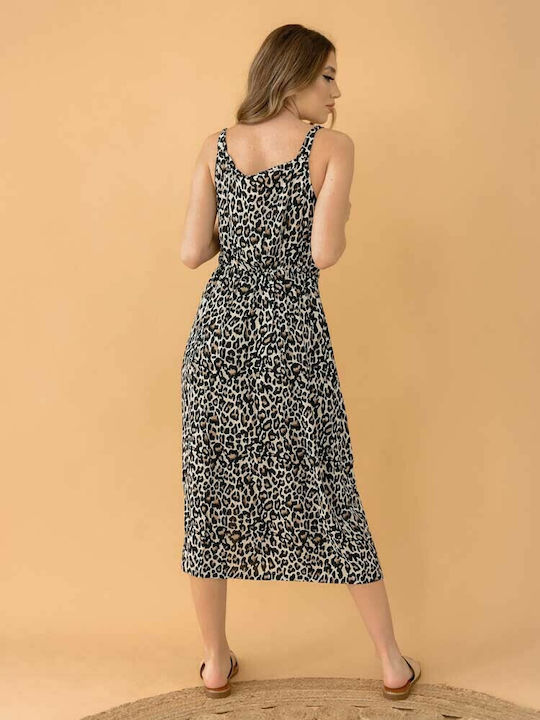 Vero Moda Sommer Midi Kleid Braun