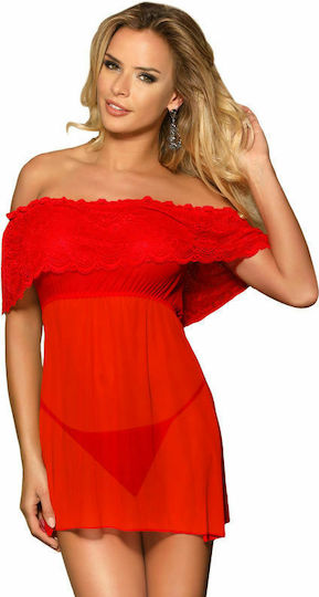 Subblime Rochie Sexy Rochie scurtă și tanga Red D-220712