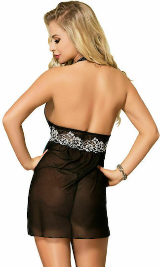 Subblime Sexy Babydoll White Floral Laces Babydoll Black