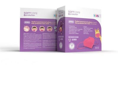 Bournas Medicals Soft Care Protection Kids Μάσκα Προστασίας FFP2 για Παιδιά σε Ροζ χρώμα 10τμχ