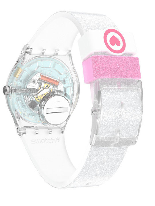 Swatch Star Mom Women's Watch with White Rubber Strap