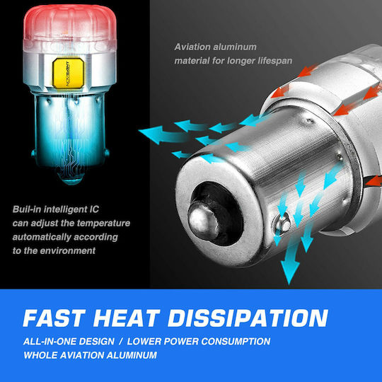 NovSight Lamps Car & Motorcycle BA15S LED 6500K Cold White 12V 9W 2pcs