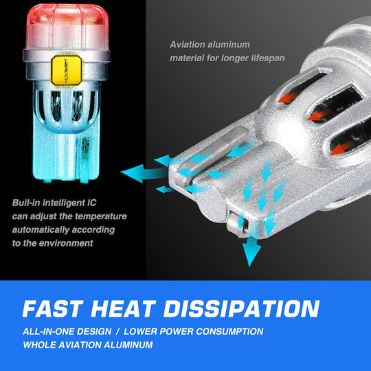 NovSight Lamps Car & Motorcycle T10 LED 6500K Cold White 12V 3W 2pcs