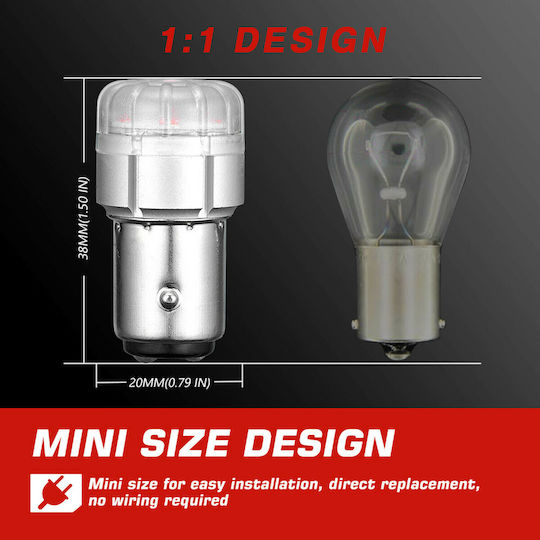 NovSight Λάμπες Αυτοκινήτου & Μοτοσυκλέτας P21/5W-BAY15D-1157 LED Κόκκινο 12V 9W 2τμχ