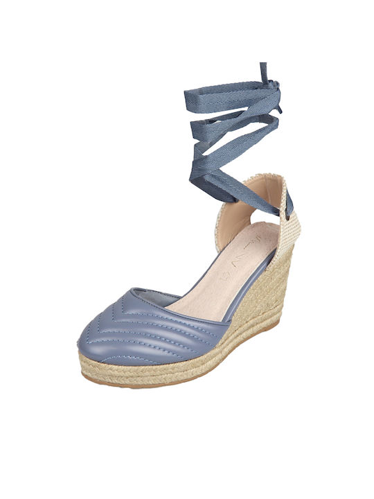 Envie Shoes Women's Leather Platform Espadrilles Blue