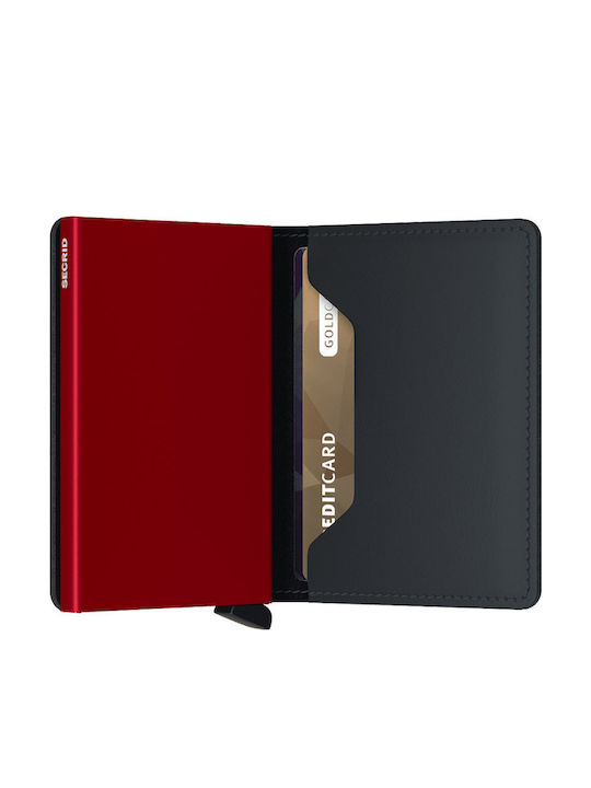 Slimwallet Matte Leather Men's Wallet Cards with RFID and Slide Mechanism Black/Red