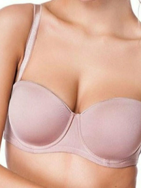 Elegance 6004 Μπεζ Strapless Σουτιέν χωρίς Ενίσχυση
